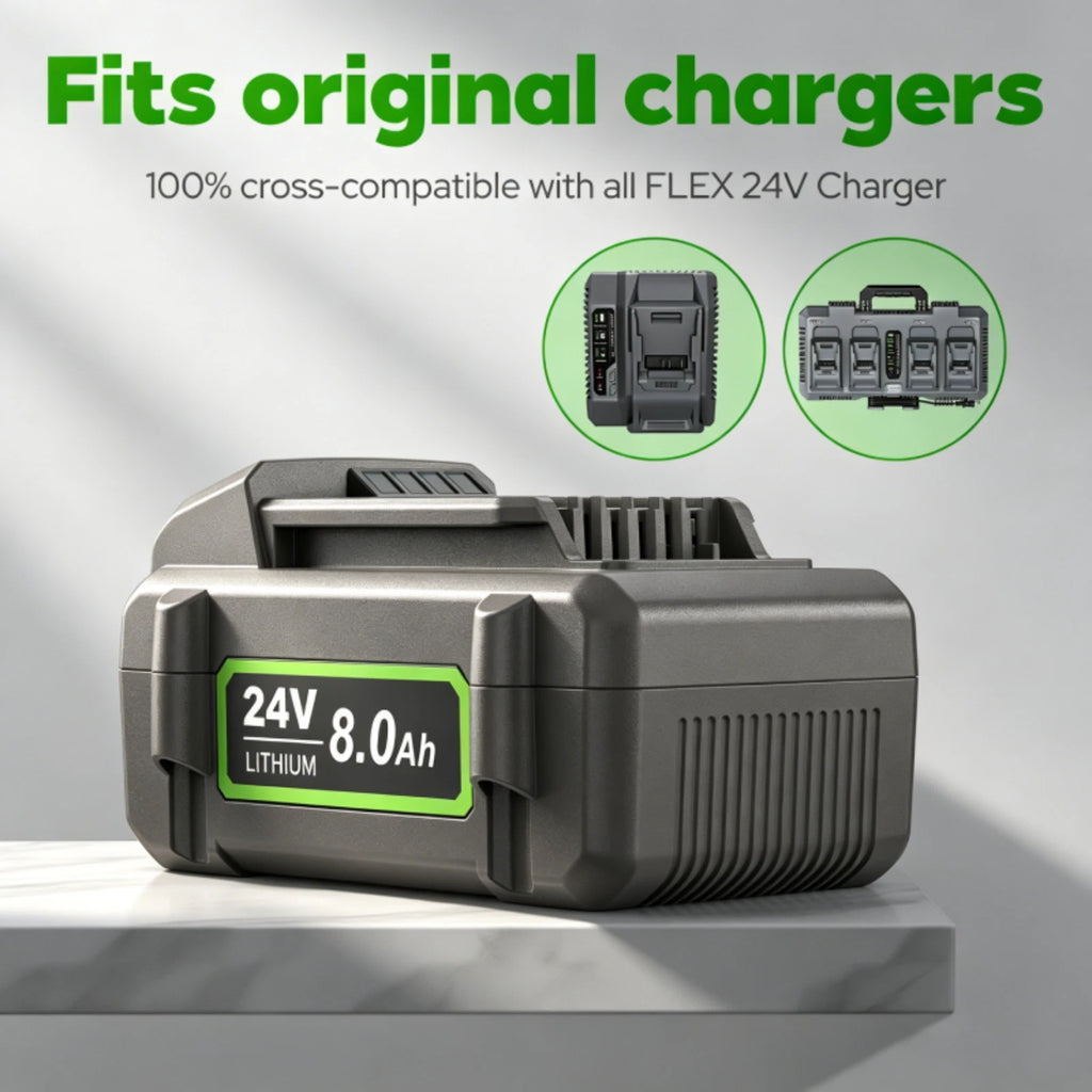 2X 8.0Ah Li-Ion Battery Replacement for FLEX 24V FX0221-1 FX0331-1 FX0341-1 New