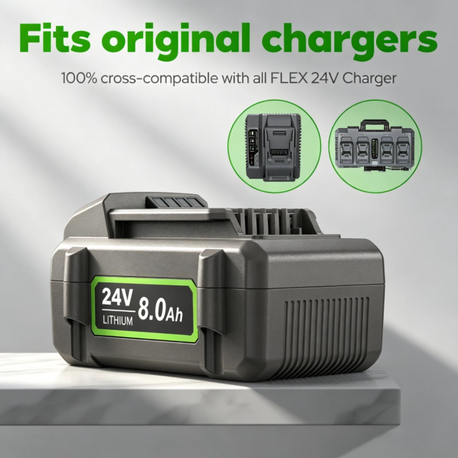 2X 8.0Ah Li-Ion Battery Replacement for FLEX 24V FX0221-1 FX0331-1 FX0341-1 New