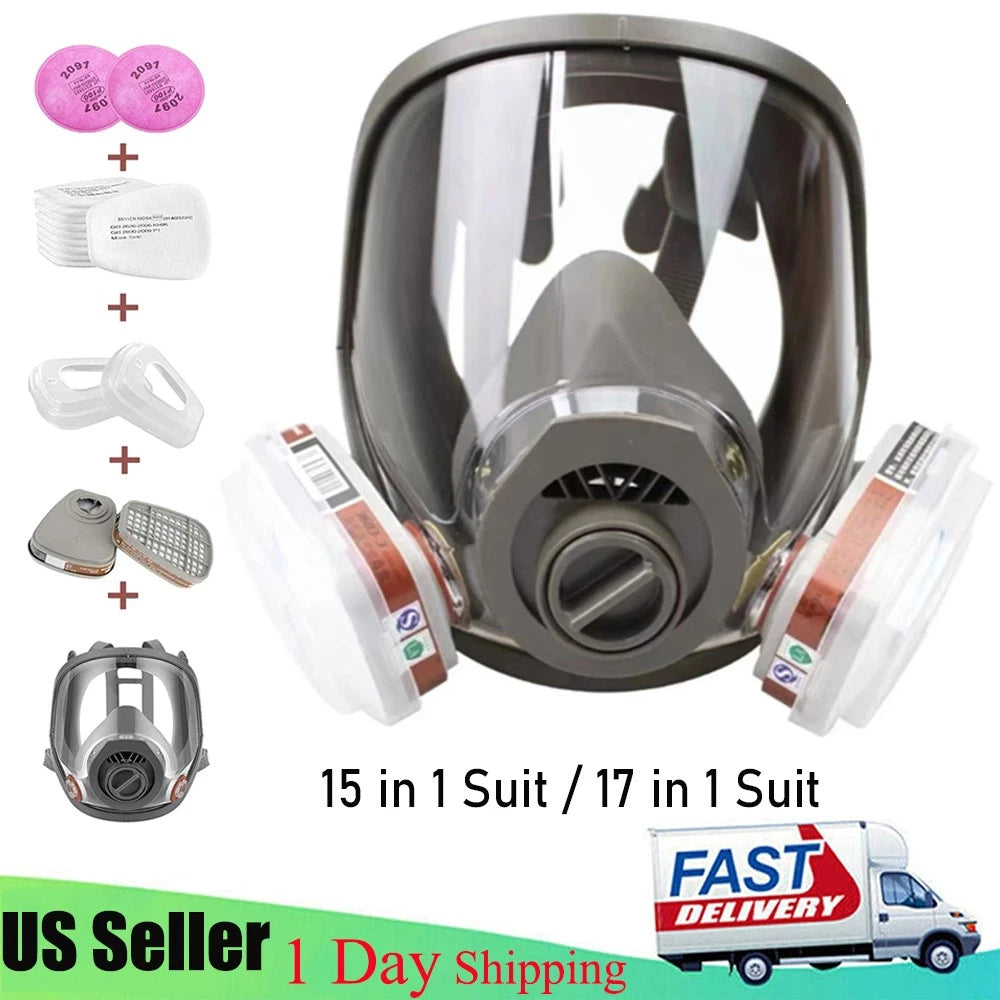Full Face Gas Mask Painting Spraying Respirator with Filters Set for Facepiece