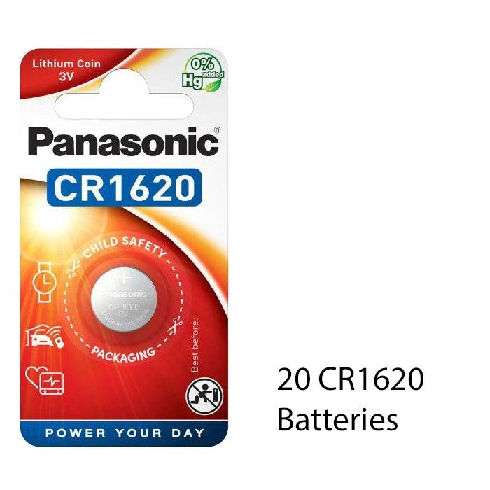 20 Pcs Panasonic CR1620 1620 Lithium 3V Coin Cell Battery