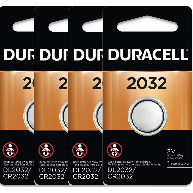 4 Pcs Duracell CR2032 Lithium Battery Fits Key Fobs, Glucose Monitors, Remotes