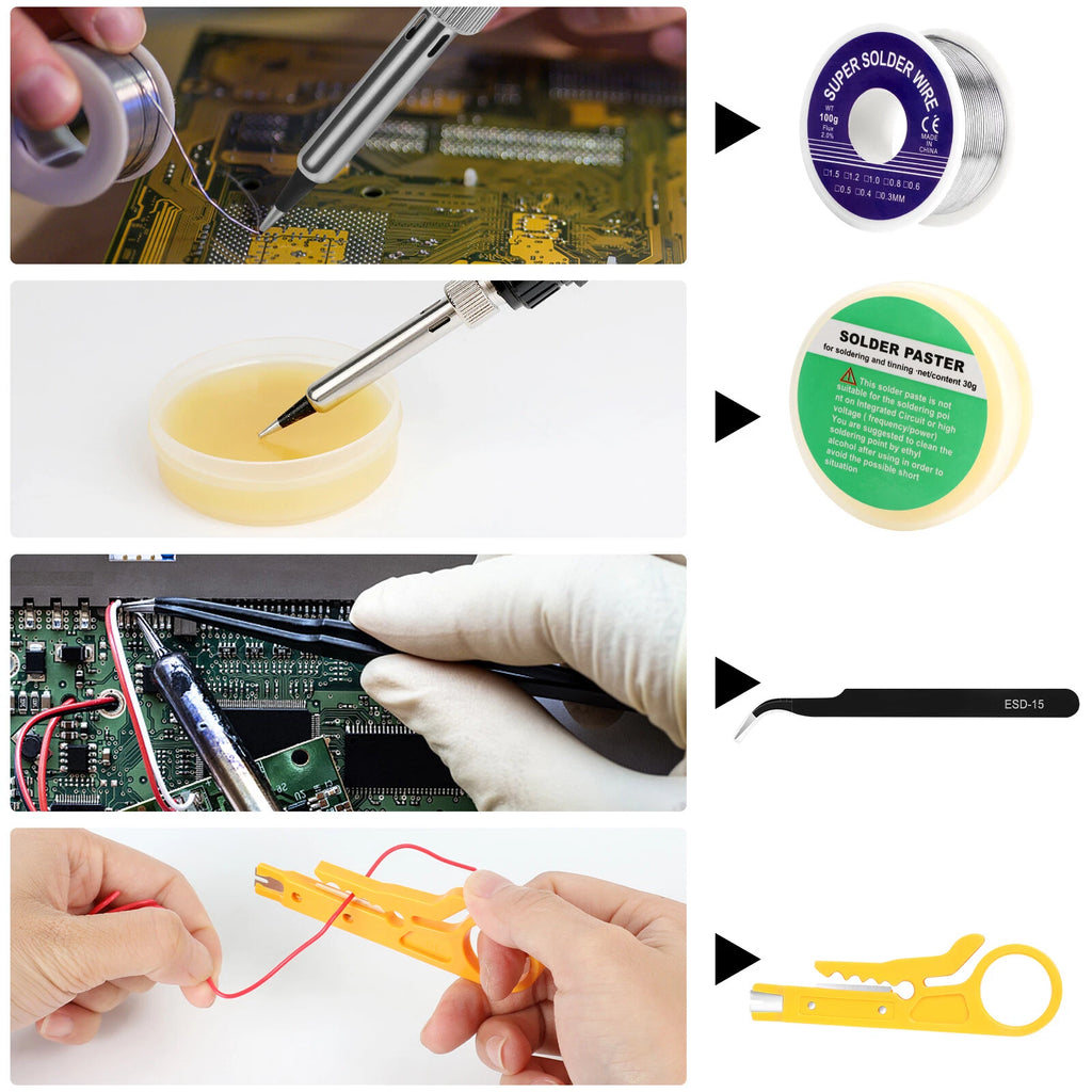 80W Electric Soldering Iron Welding Gun Kit Solder Wire Adjustable Temperature