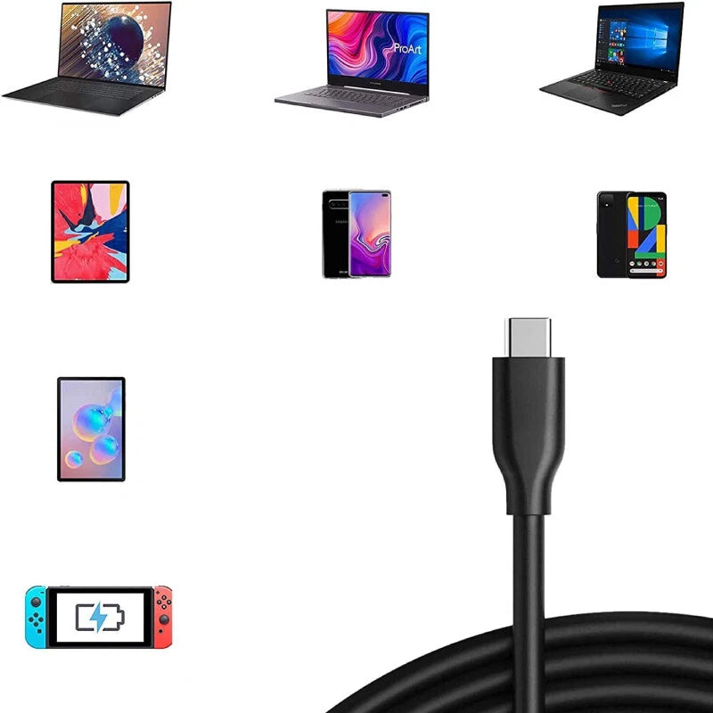 65W watts Laptop USB C Charger For HP x360 LENOVO X1 Carbon Dell XPS Power Cable
