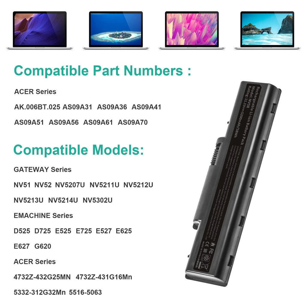5200mAh Battery for Acer Gateway NV52 NV53 NV54 NV56 NV58 NV59 ACER Aspire 5517