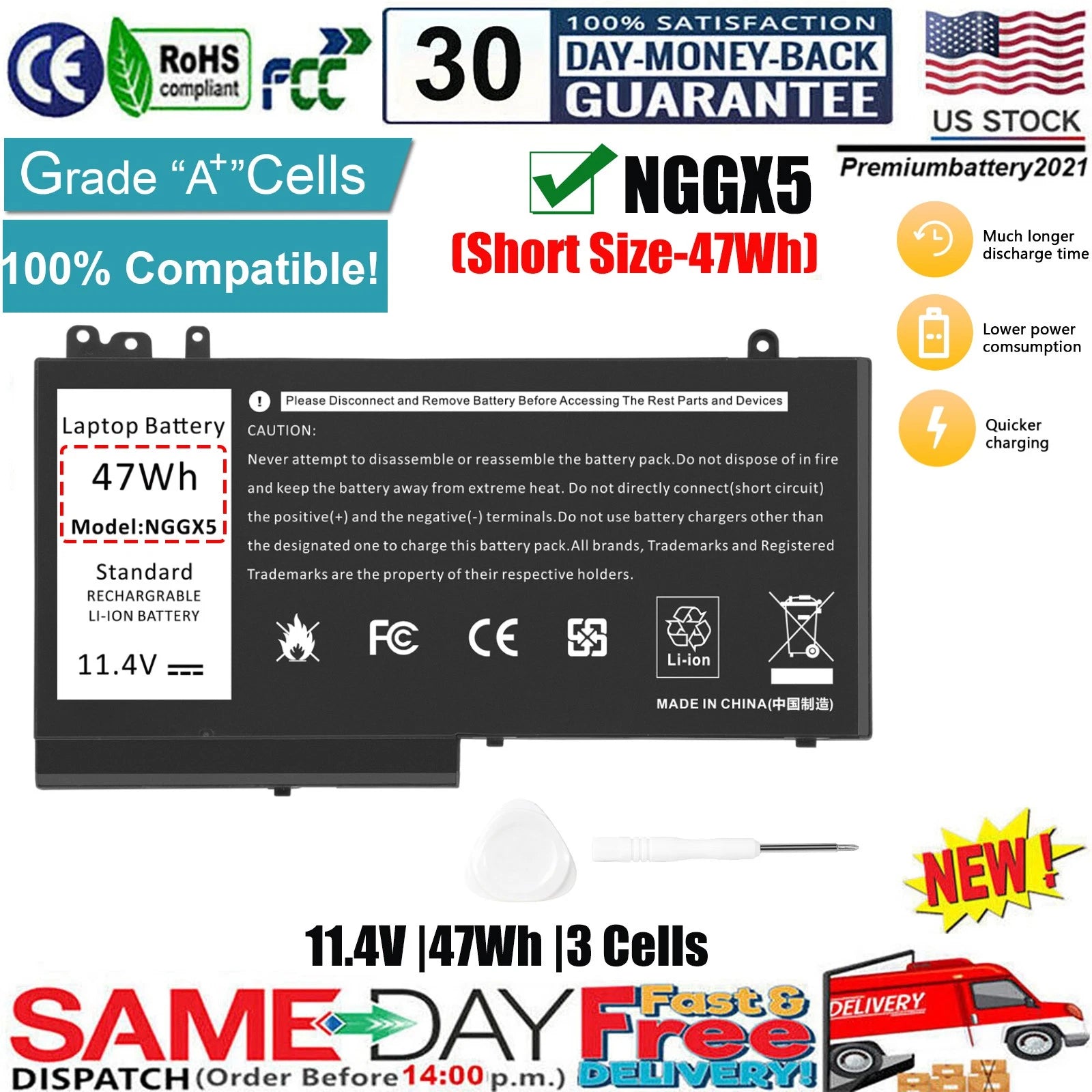 NGGX5 Battery For Dell Latitude E5270 E5470 E5570 Precision M3510 Series JY8DF
