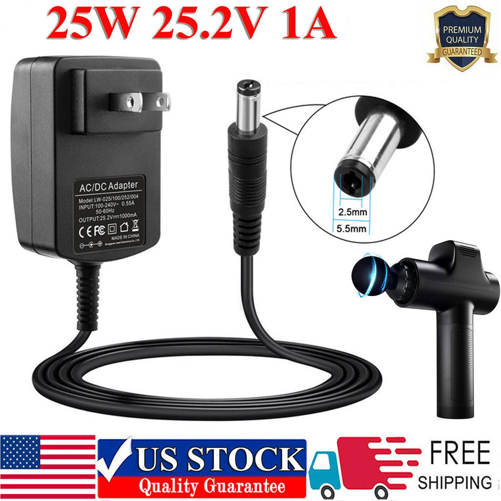 Massage Gun Charger AC/DC 24V-25.2V Adapter For 24V Muscle Deep Tissue Massage