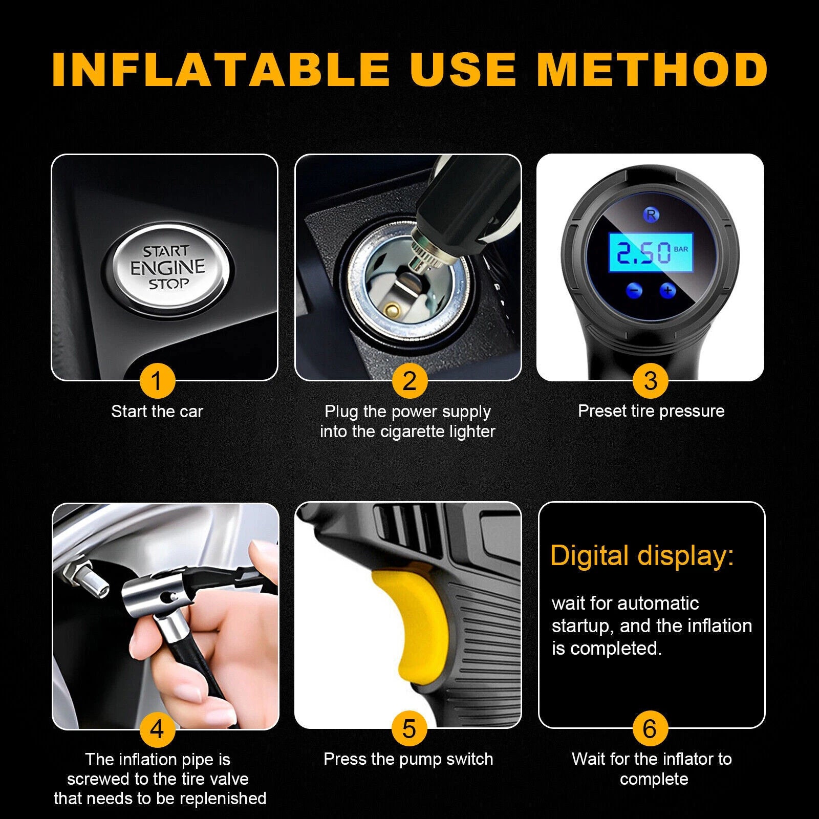 Electrical Air Pump Portable Wireless Tire Inflatable Pump for Car Bicycle Ball
