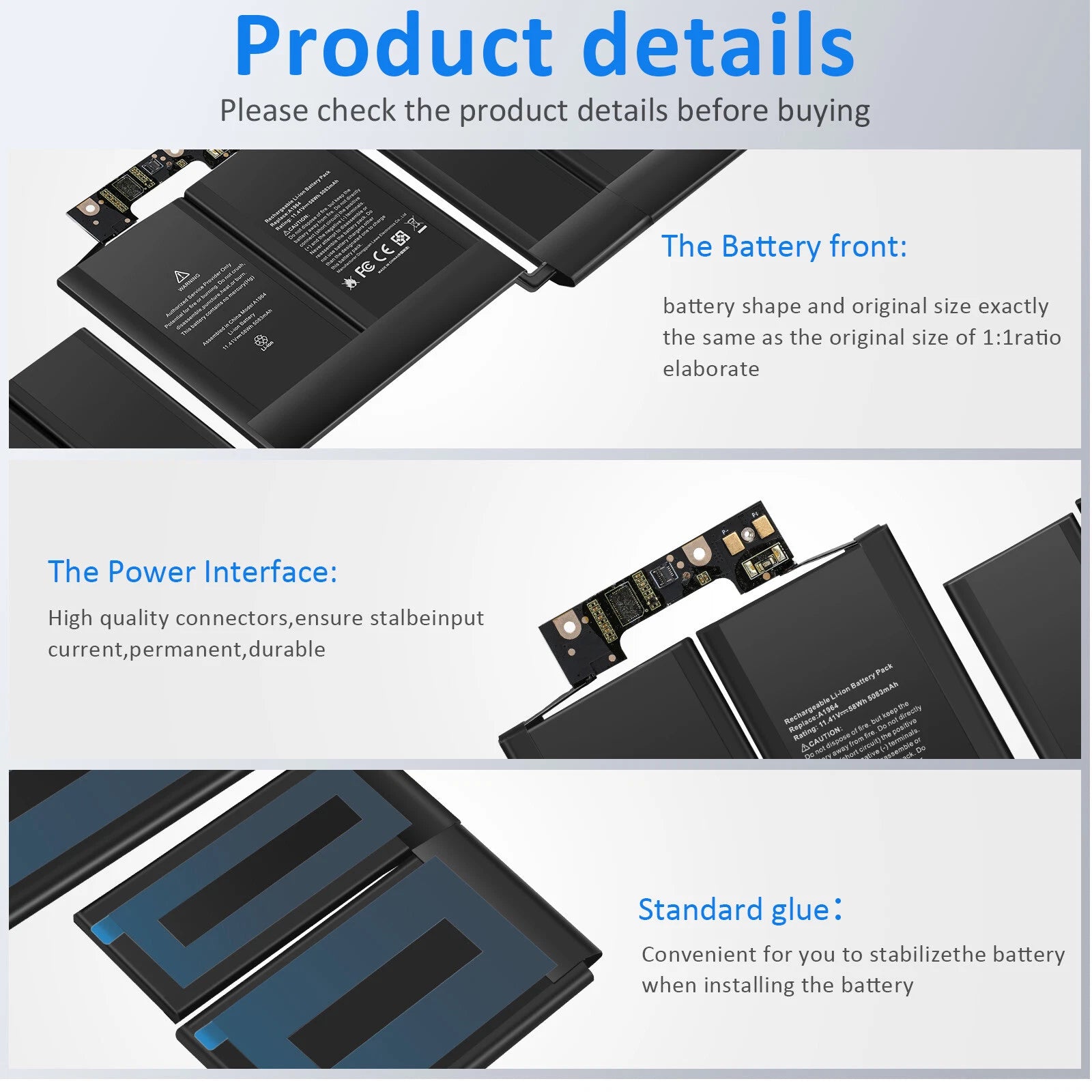 A1964 Battery for Apple Macbook Pro 13 inch A1989 Mid 2018 2019 A2251 2020