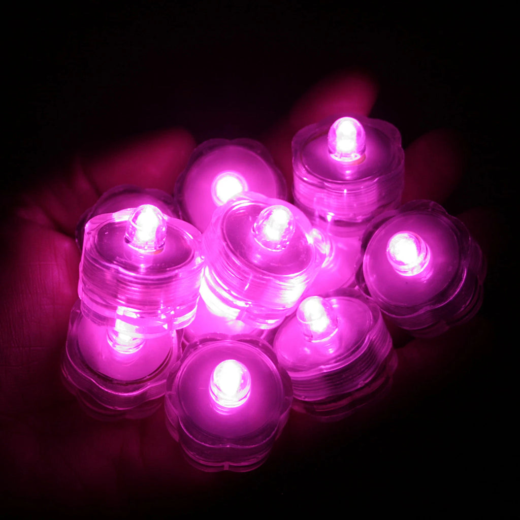 Submersible Waterproof Battery LED Tea Light ~ PINK ~ 10 Pack Wedding Decoration