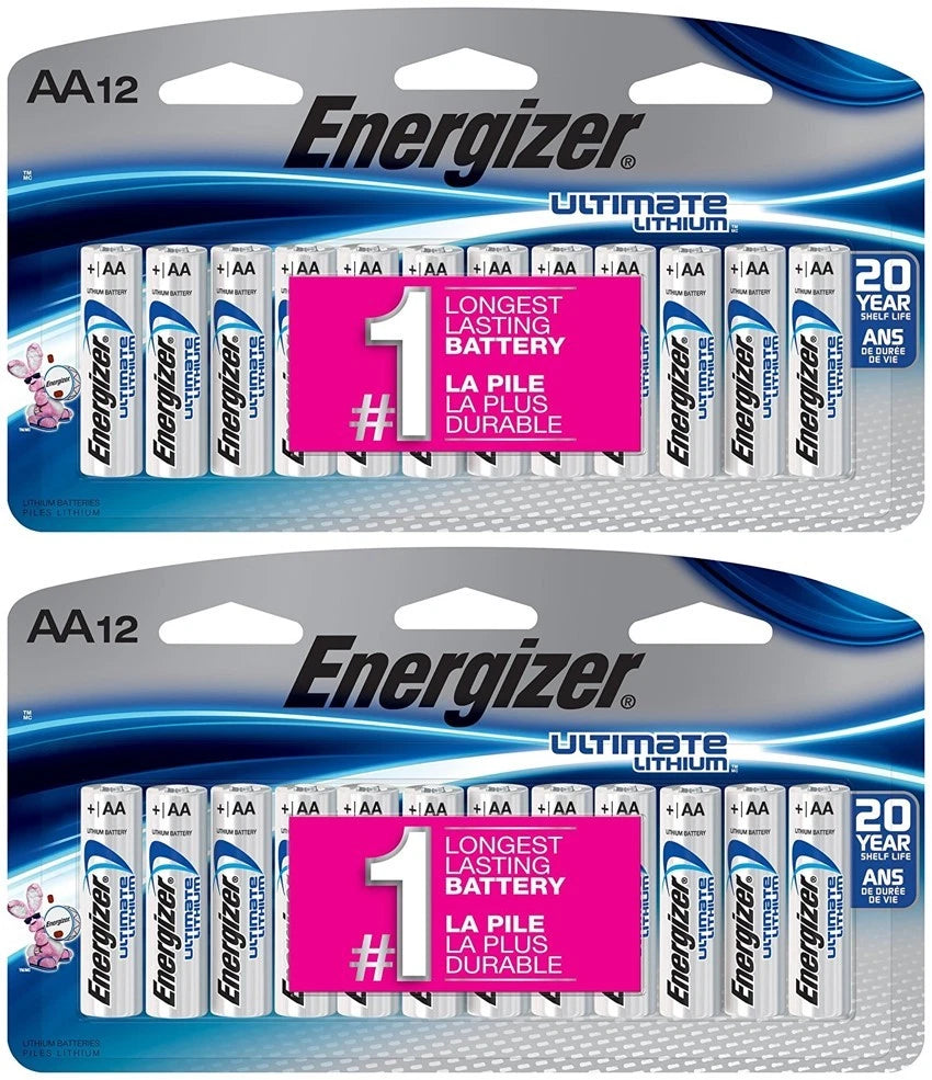 24 Energizer Ultimate AA L91 Lithium Batteries In Original Packaging Exp. 2037