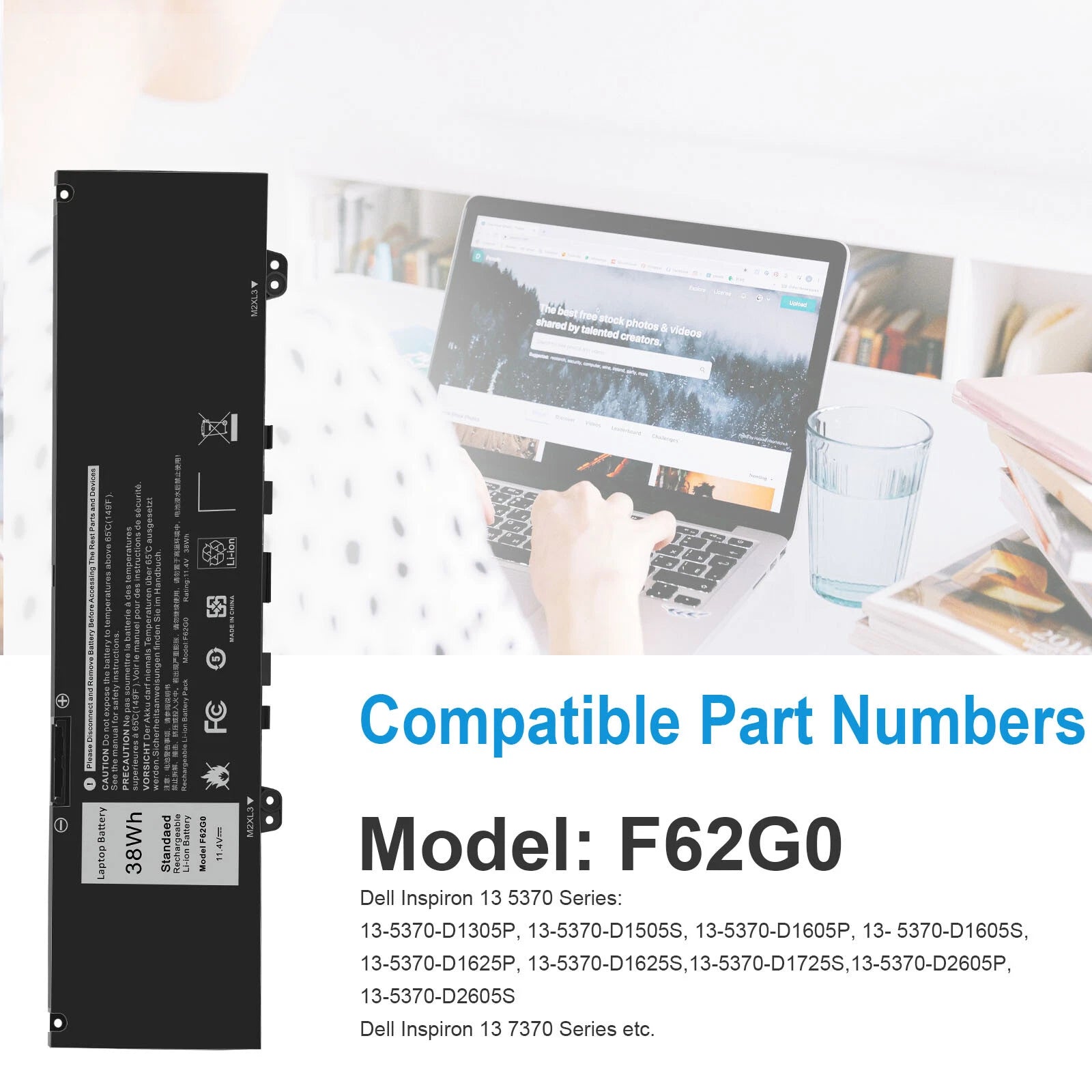 F62G0 RPJC3 Battery For Dell Inspiron 13 7000 2-in-1 7373 7386 7370 7380 5370