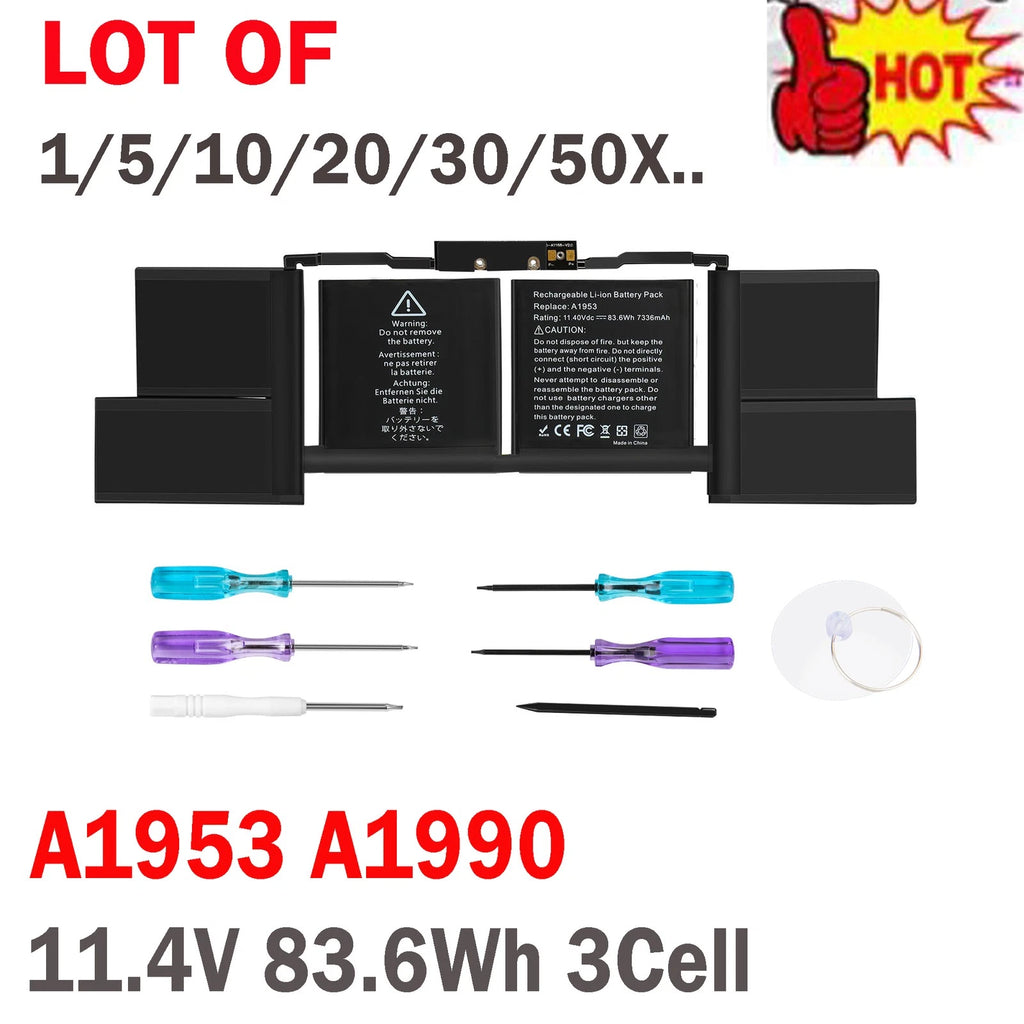 ??LOT 1-50Pc A1953 Battery For Apple MacBook Pro 15 A1990 2018 2019 11.4V 83.6Wh