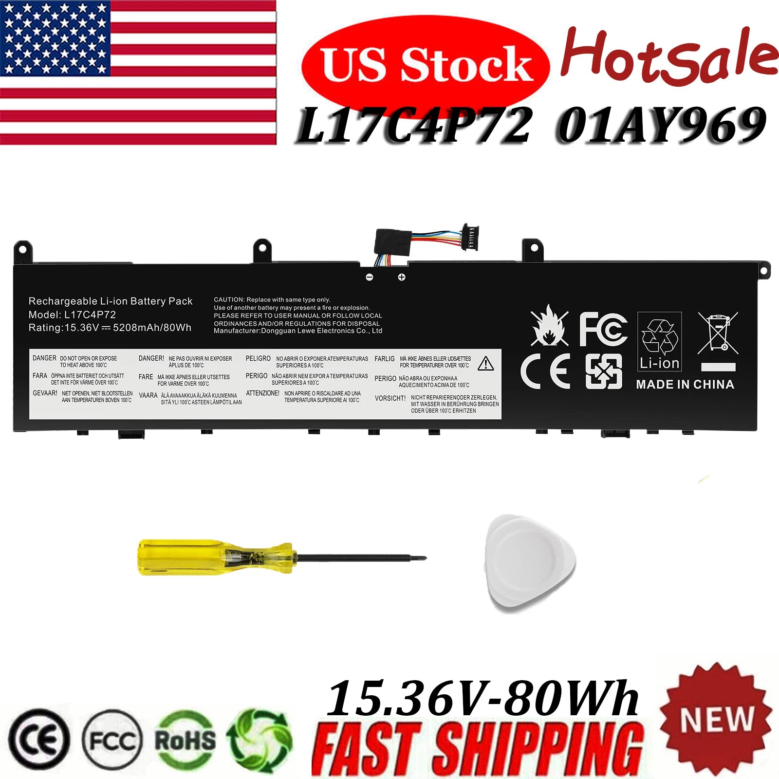 01AY969 90WH Battery For Lenovo ThinkPad P1 1st Gen/2nd Gen L17C4P72 01YU911