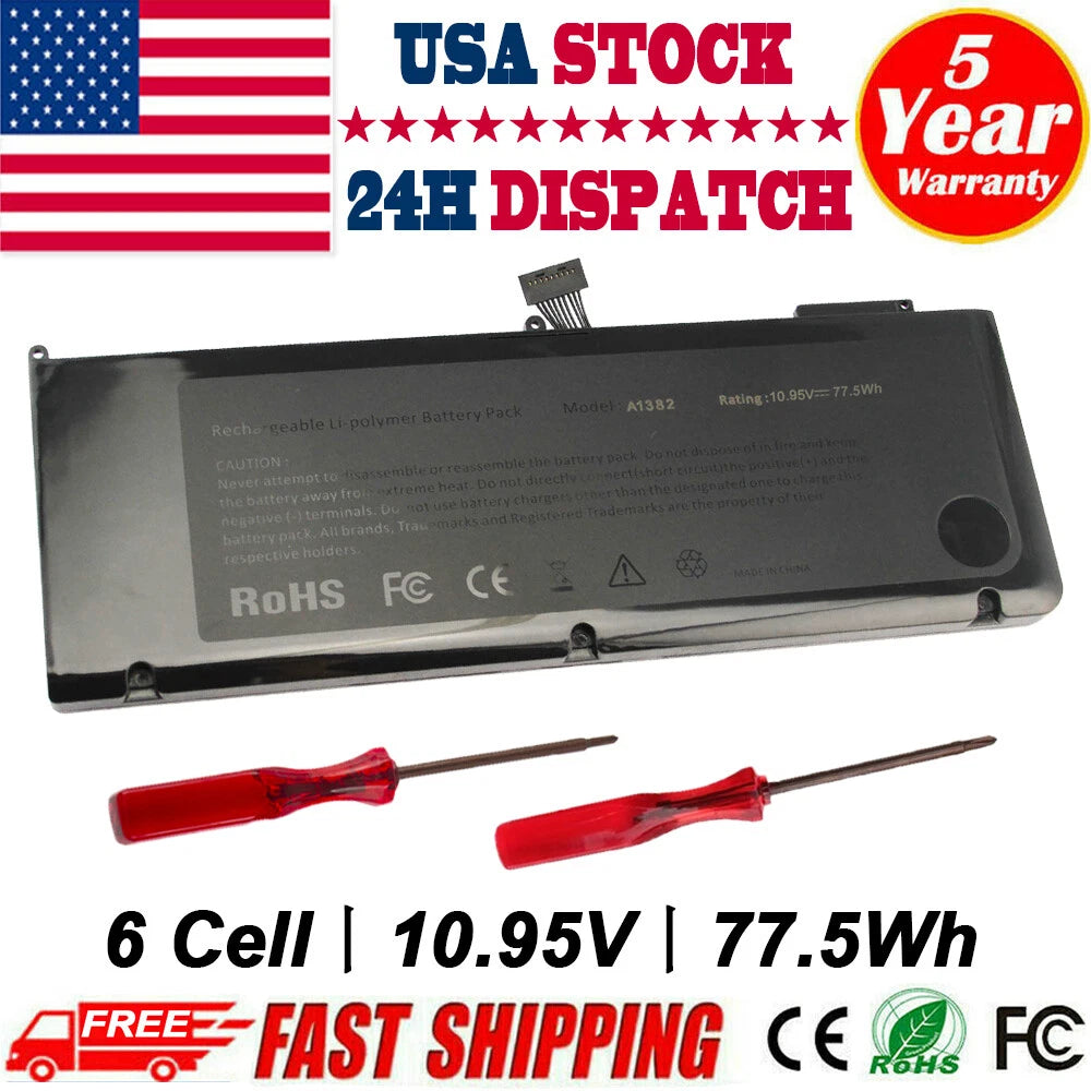 77.5Wh A1382 Battery For Apple MacBook Pro 15" A1286 (Early/Late 2011 Mid 2012)