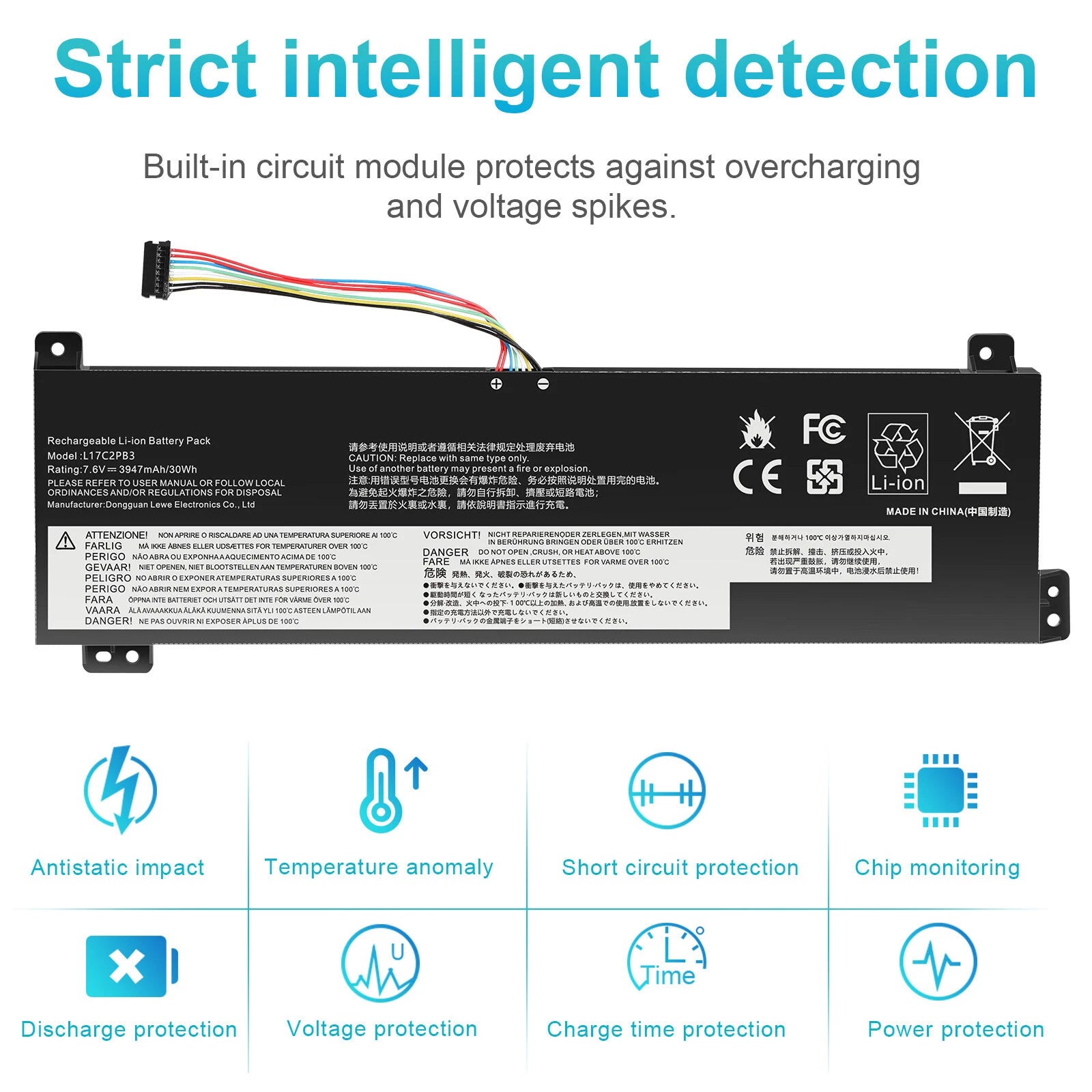 L17C2PB3 L17L2PB3 L17M2PB4 Battery For Lenovo V130-15IGM V330-15IKB 30Wh