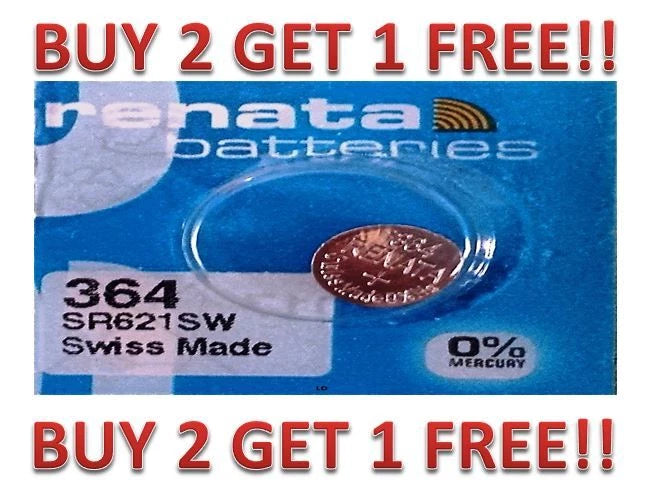364 RENATA WATCH SR621SW BATTERY FREE SHIPPING BUY 2 GET 1 FREE!!