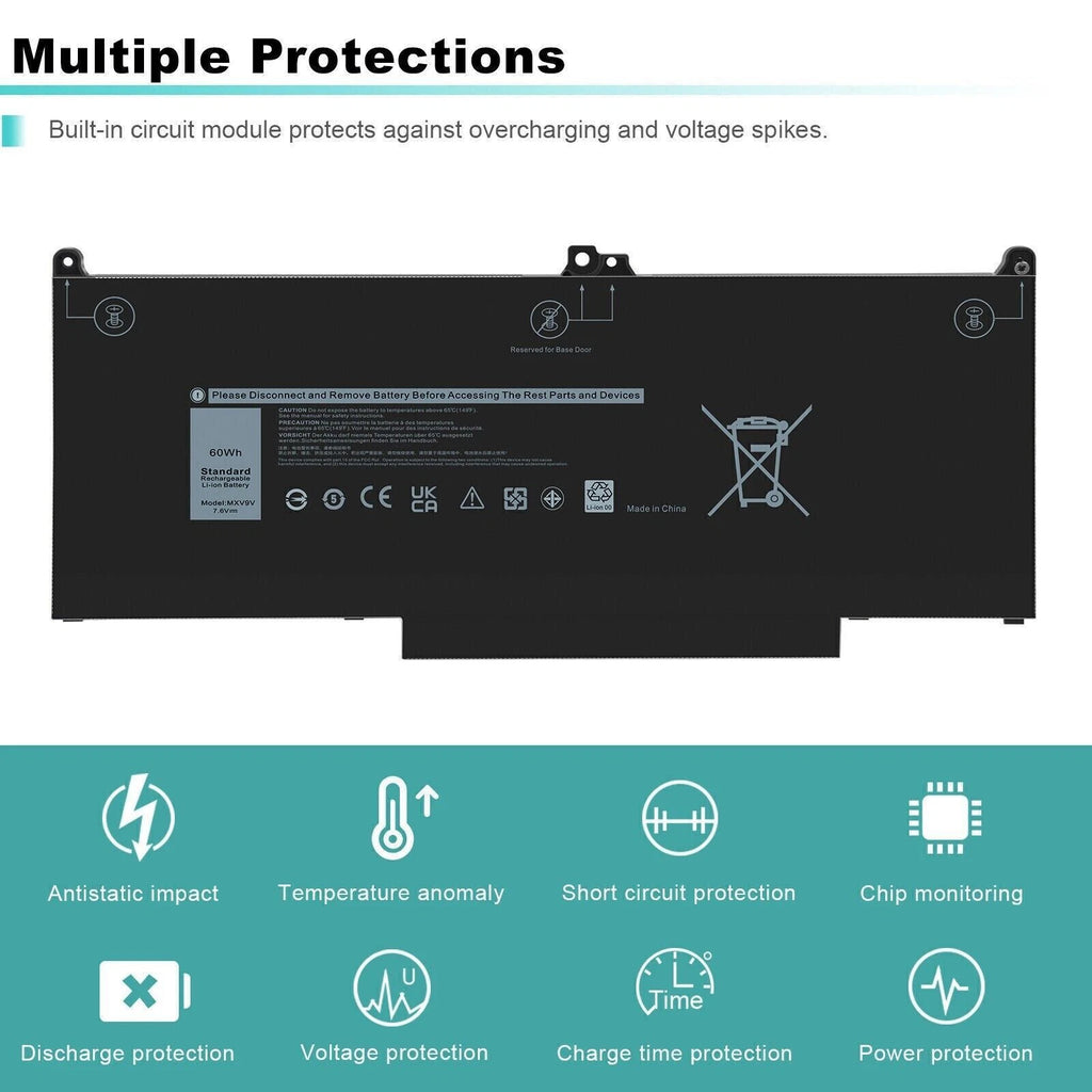 MXV9V Battery For Dell Latitude 5300 5310(2-in-1 )7300 7400 5VC2M 829MX /charger