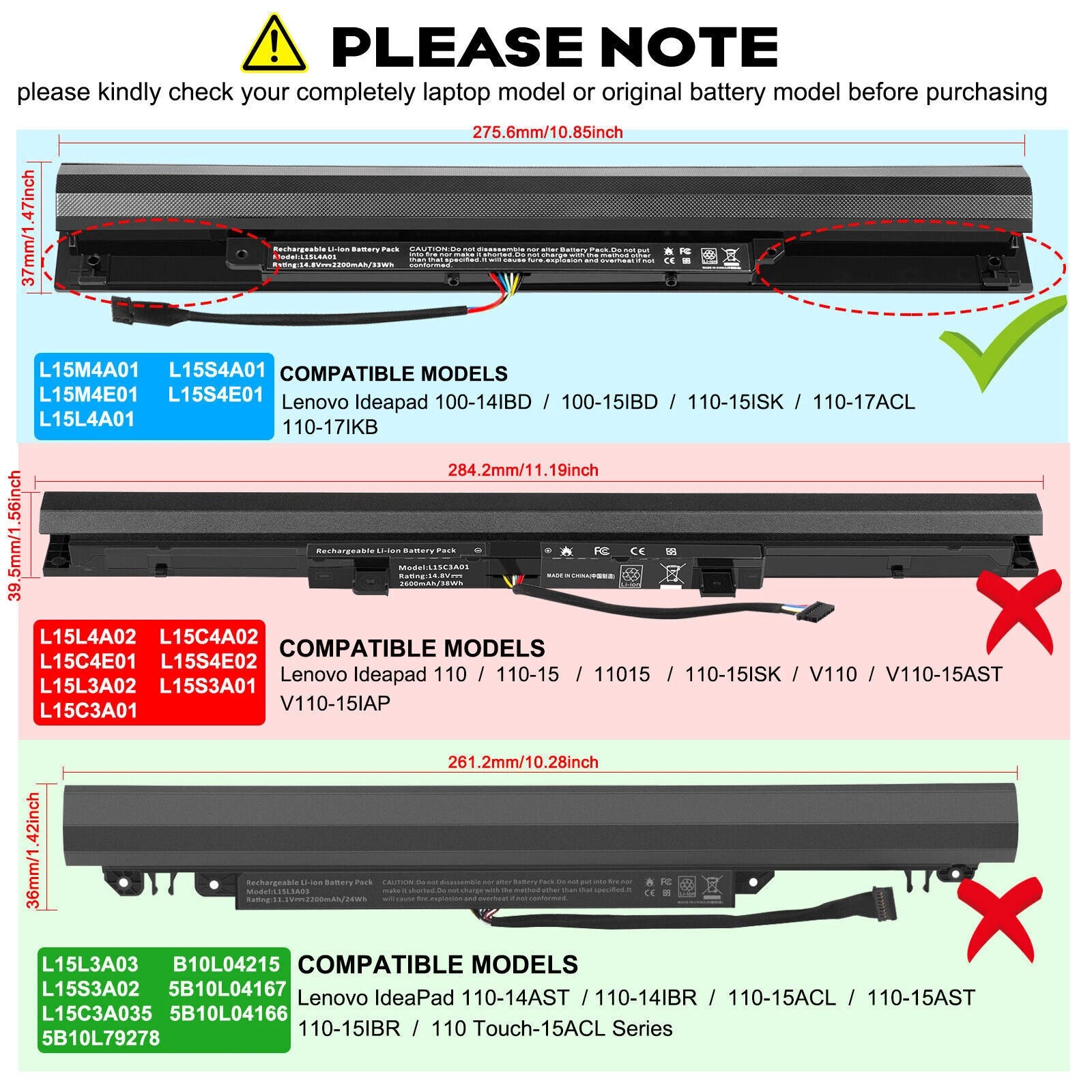 L15L4A01 Laptop Battery For Lenovo Ideapad V4400 110-15ISK L15M4A01 L15S4A01