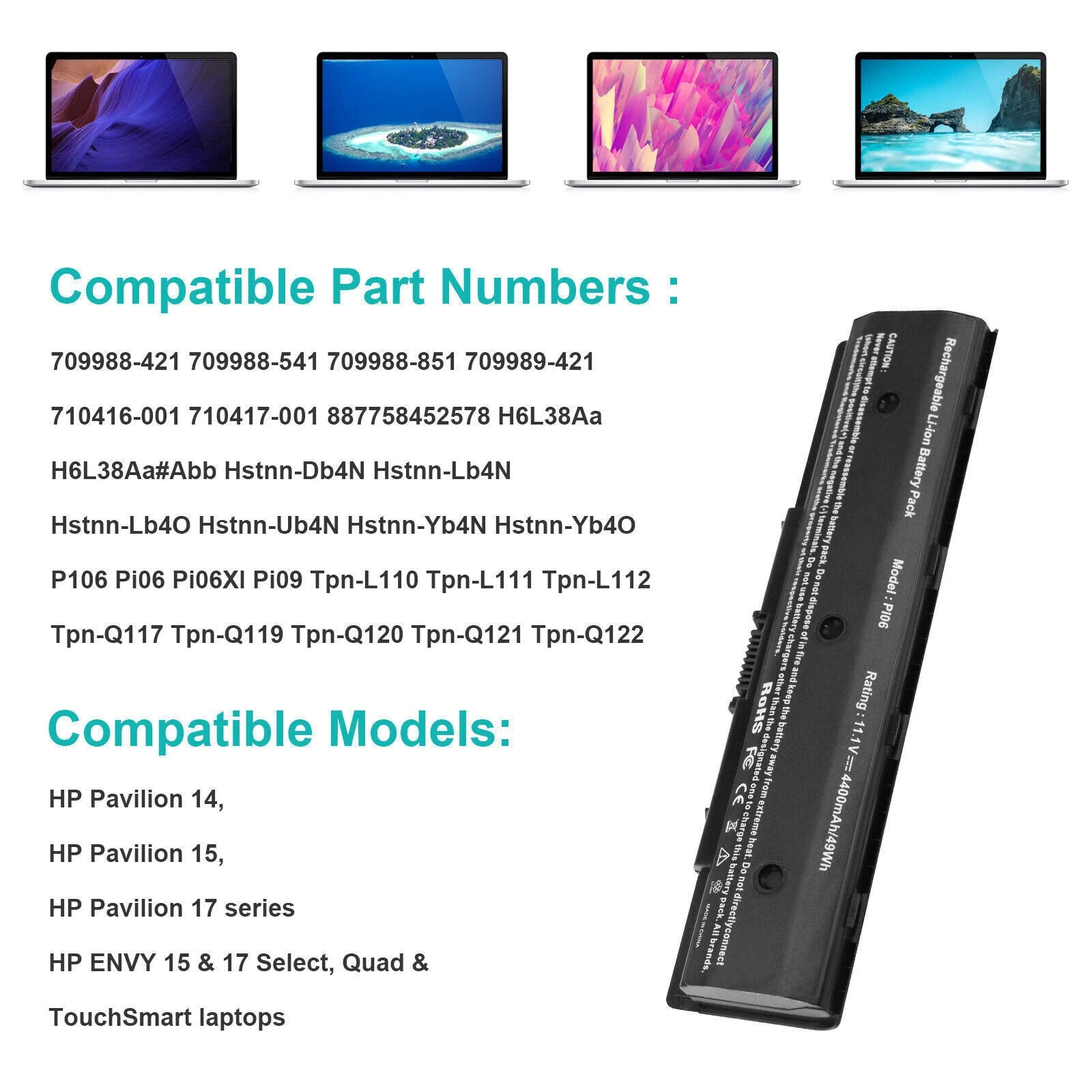 PI06 Battery for HP 710416-001 710417-001 Envy 15 17 Pavilion 14 15 17 Hstnn-Lb4