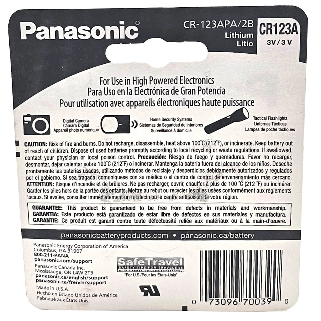 Panasonic 3V CR-123 2/3A Photo Lithium Battery Replace EL123 K123A DL123 VL123