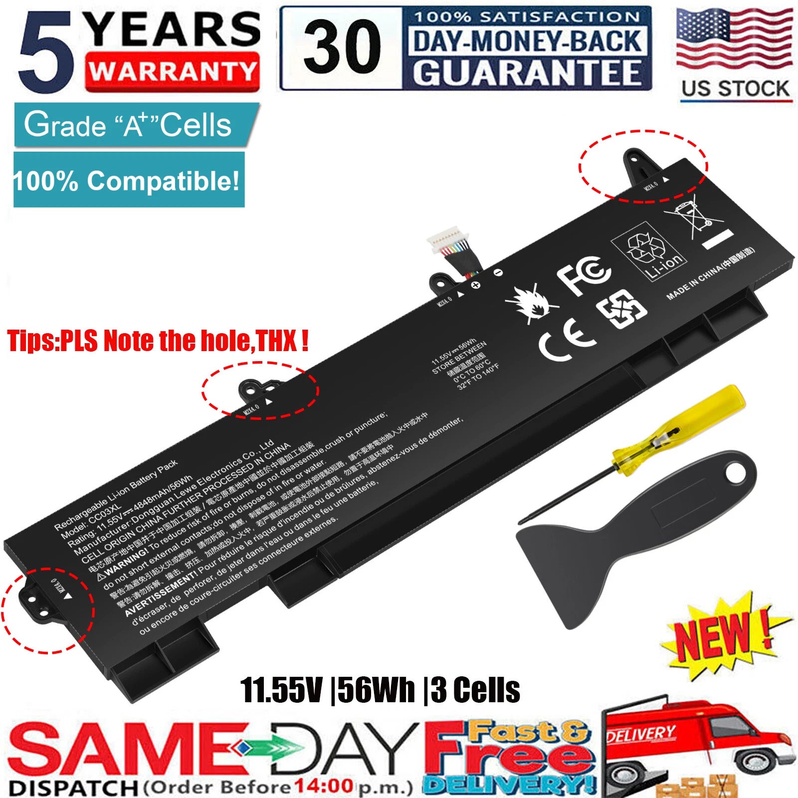 56Wh CCO3XL BATTERY FOR HP ELITEBOOK 850 G7 G8,855 G7 G8, ZBook Firefly 15 G7 G8