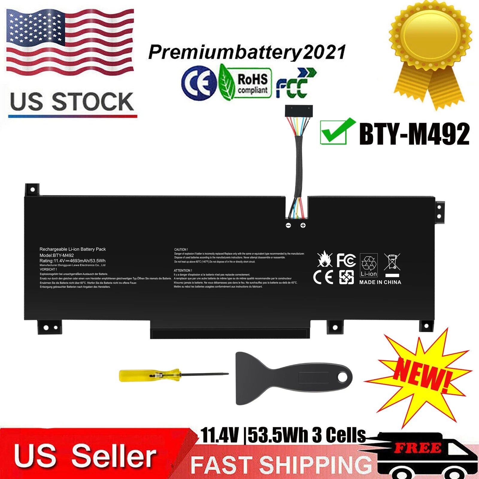 BTY-M492 Battery For MSI Sword 15 A11UD A11UE Pulse GL66 GL76 Katana GF66 GF76
