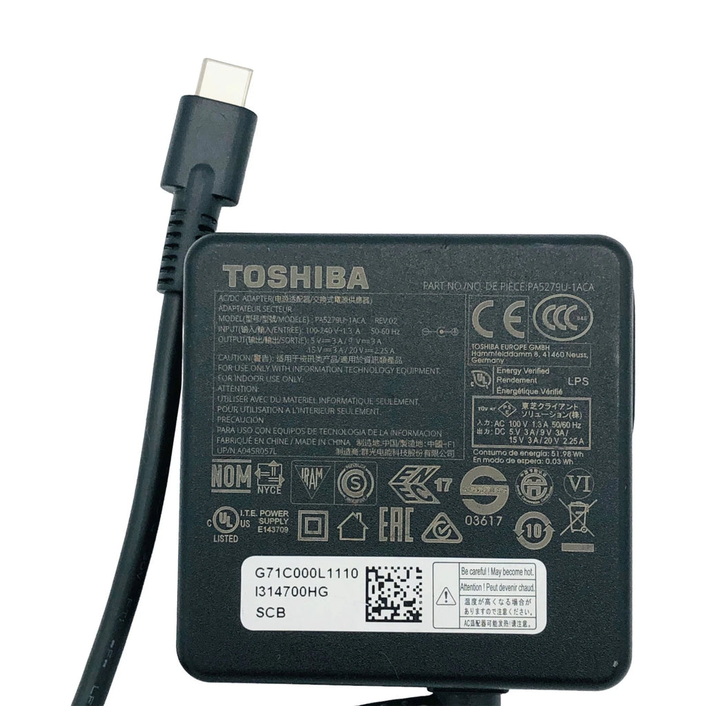 New Genuine Toshiba 45W USB-C Adapter For HP Chromebook 14 G5 13 G1 Laptop