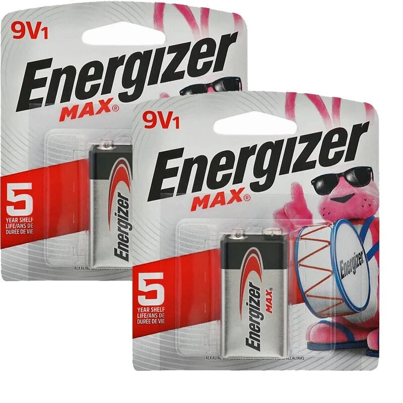 2 Pack Energizer Max 9 Volt 9V Alkaline Battery