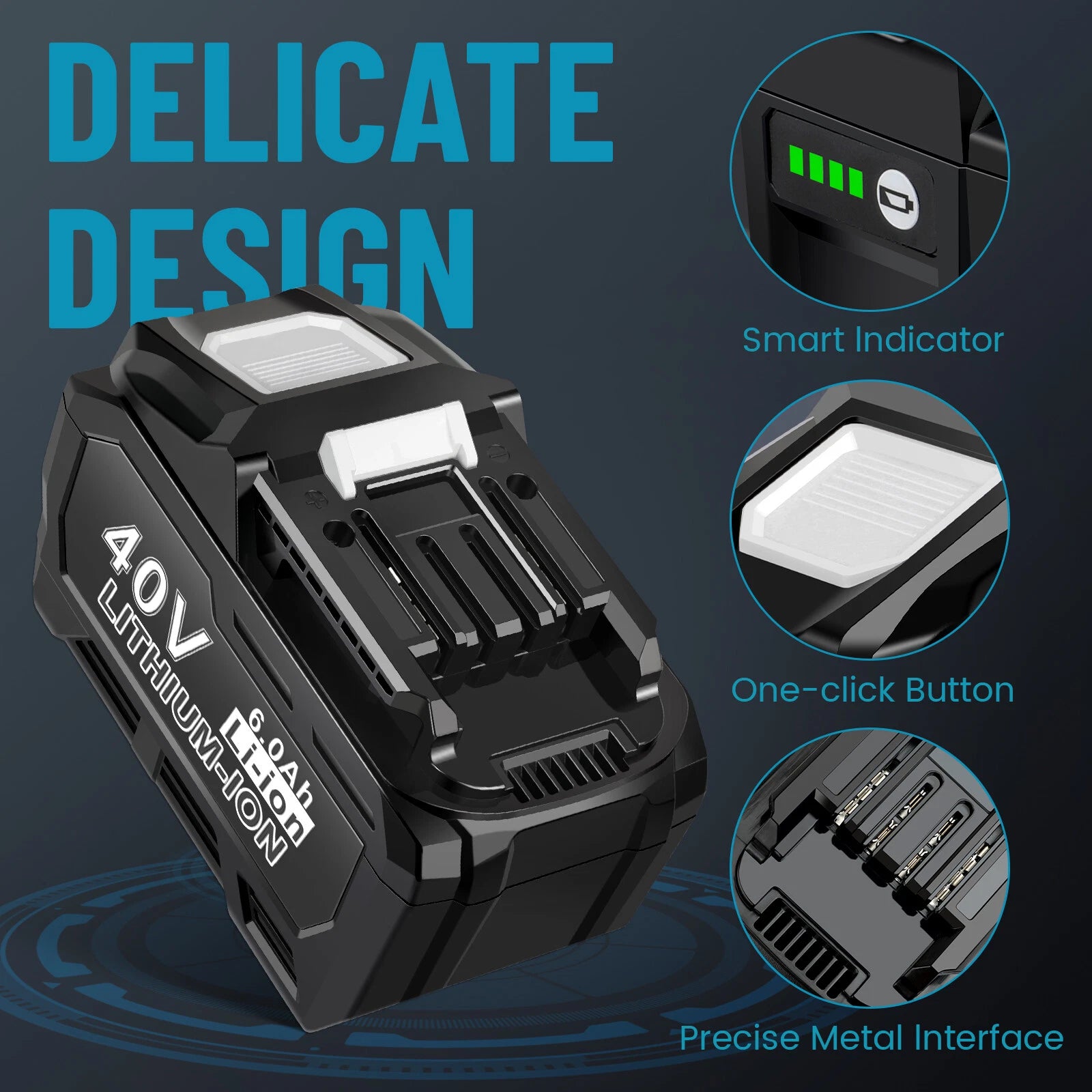40 Volt 6.0Ah Battery For Makita 40V XGT Battery BL4025 BL4040 BL4050 With LED