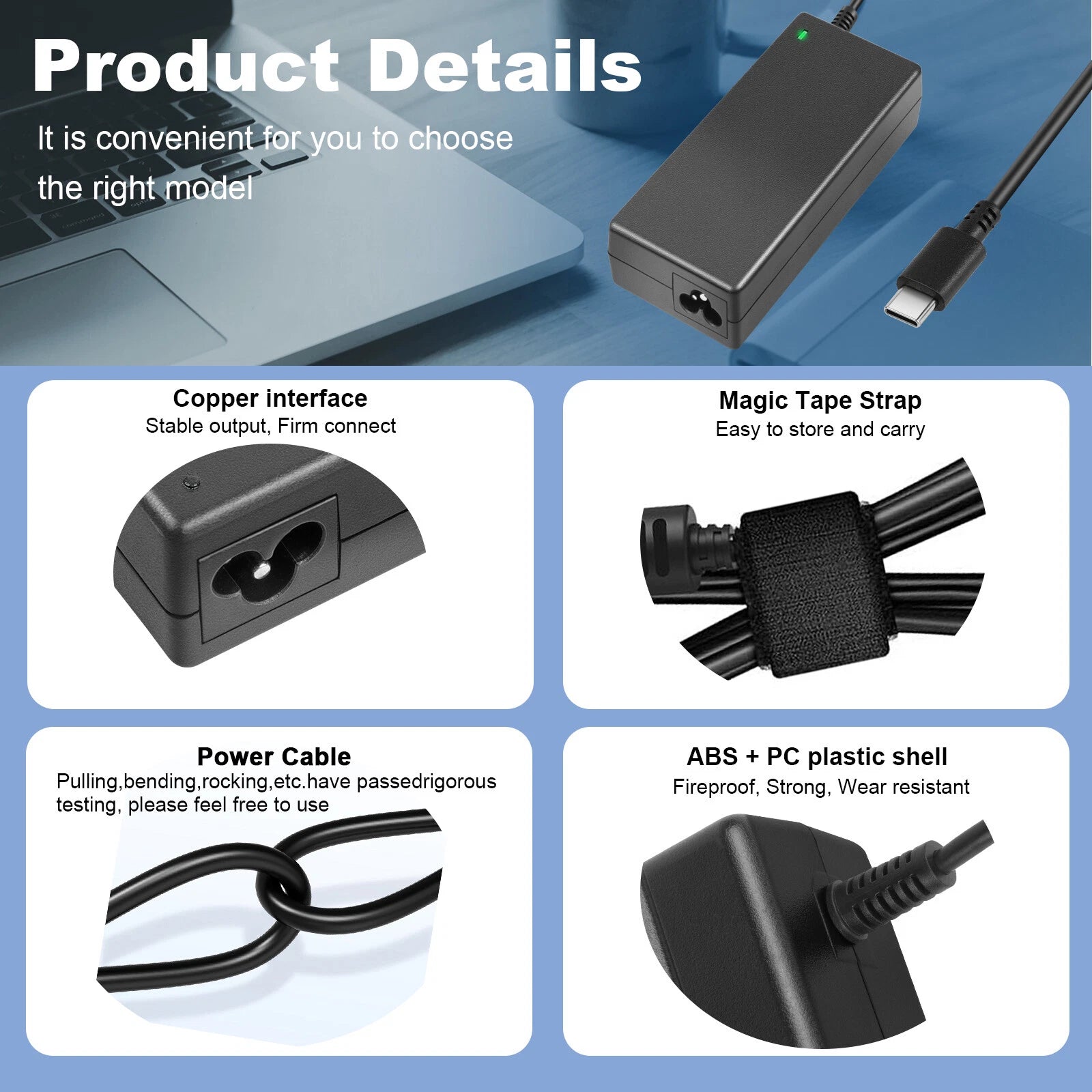 NEW 45W 20V 2.25A USB-C Type-C AC Adapter Laptop Charger For Lenovo Yoga 720 910
