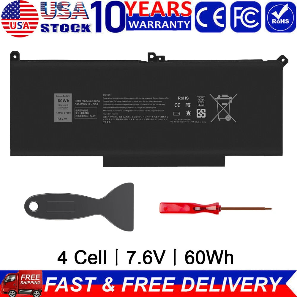 F3YGT Battery For Dell Latitude 12 13 14 E7280 E7480 7490 7480 Series DM3WC NEW