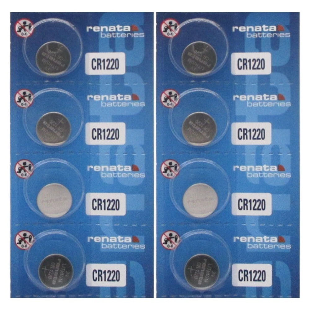Renata CR1220 8 Pk 3v Long-life Lithium Button Cell Swiss Made Batteries