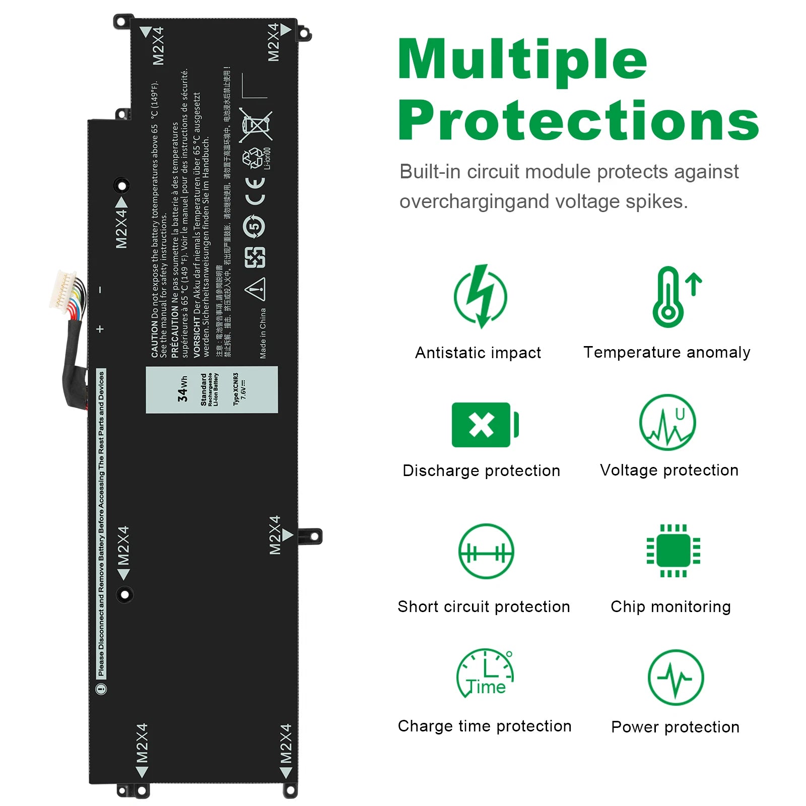 ? XCNR3 Battery For Dell Latitude XPS 13 7370 E7370 N3KPR 4H34M XCNR3 34Wh
