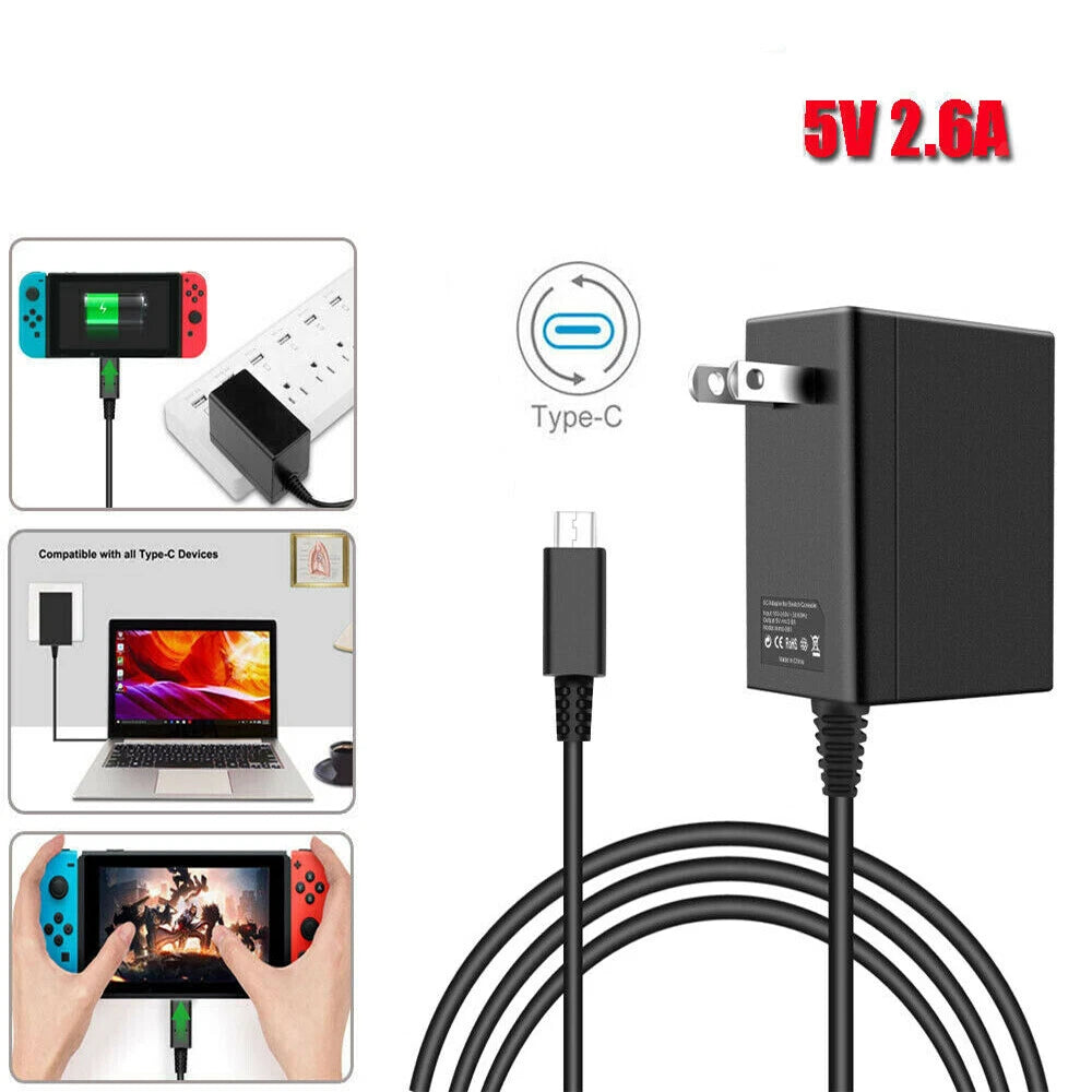 AC Adapter Power Supply Wall Travel Charger For Nintendo Switch 110V-245V 2.6A