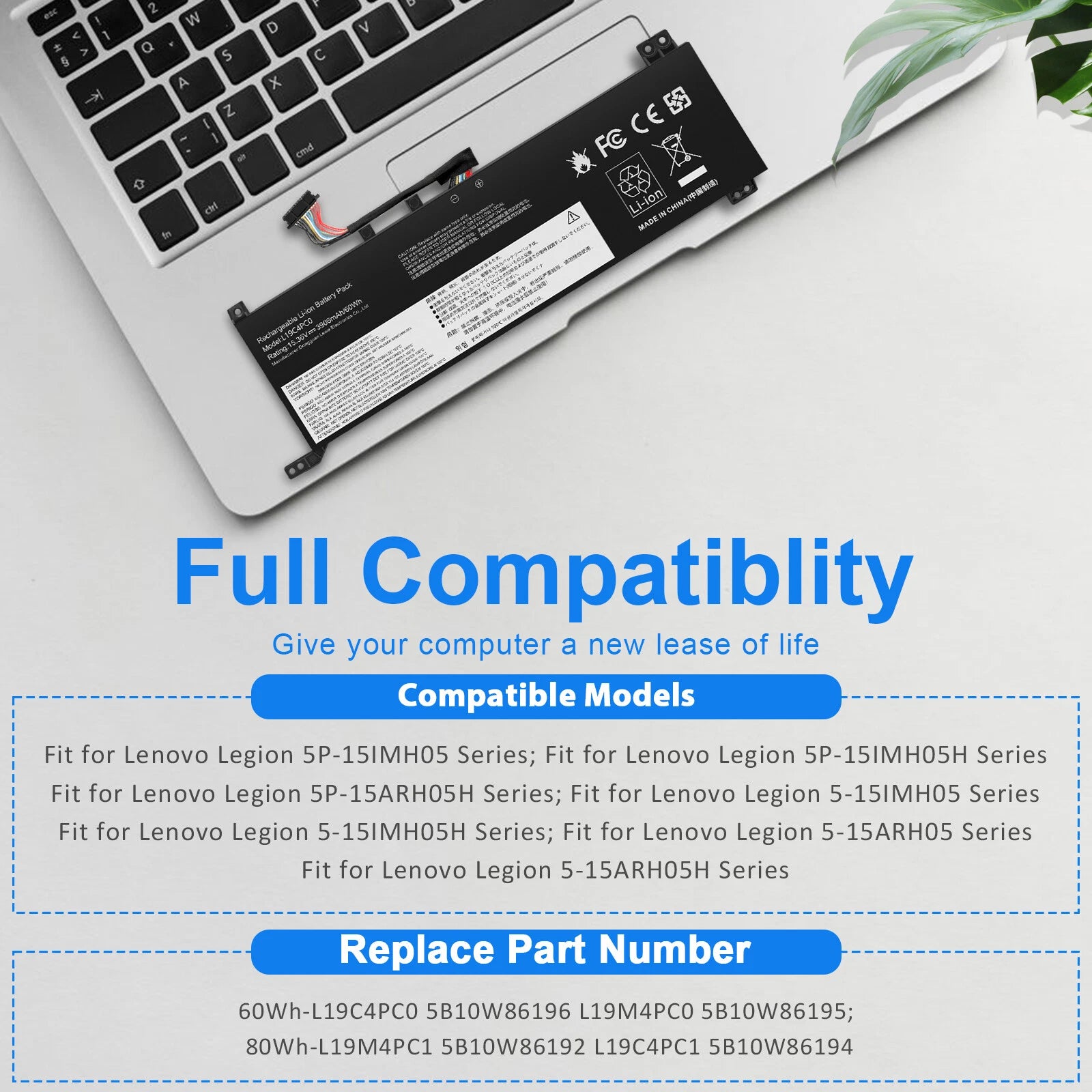 L19C4PC0 L19C4PC1 Battery For Lenovo Legion 5P-15IMH05 5P-15IMH05H 5B10W86196