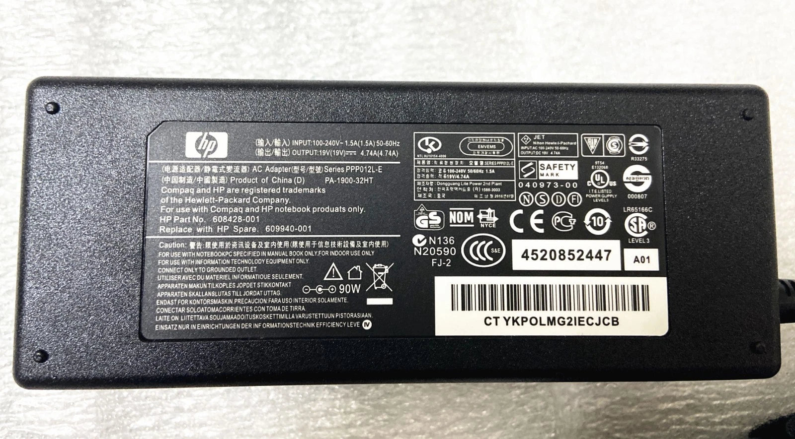 Genuine 90W Adapter Charger for Pavilion Dv4 Dv6 G60 G62 G72 ProBook G1 Series