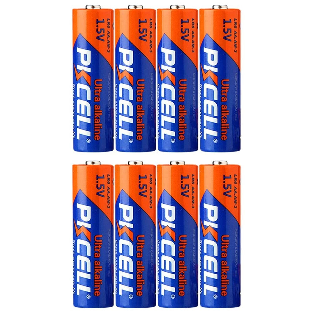 PKCELL AA LR6-4B 1.5V Ultra Alkaline Batteries 2 x 4 Pack (8 Pack)