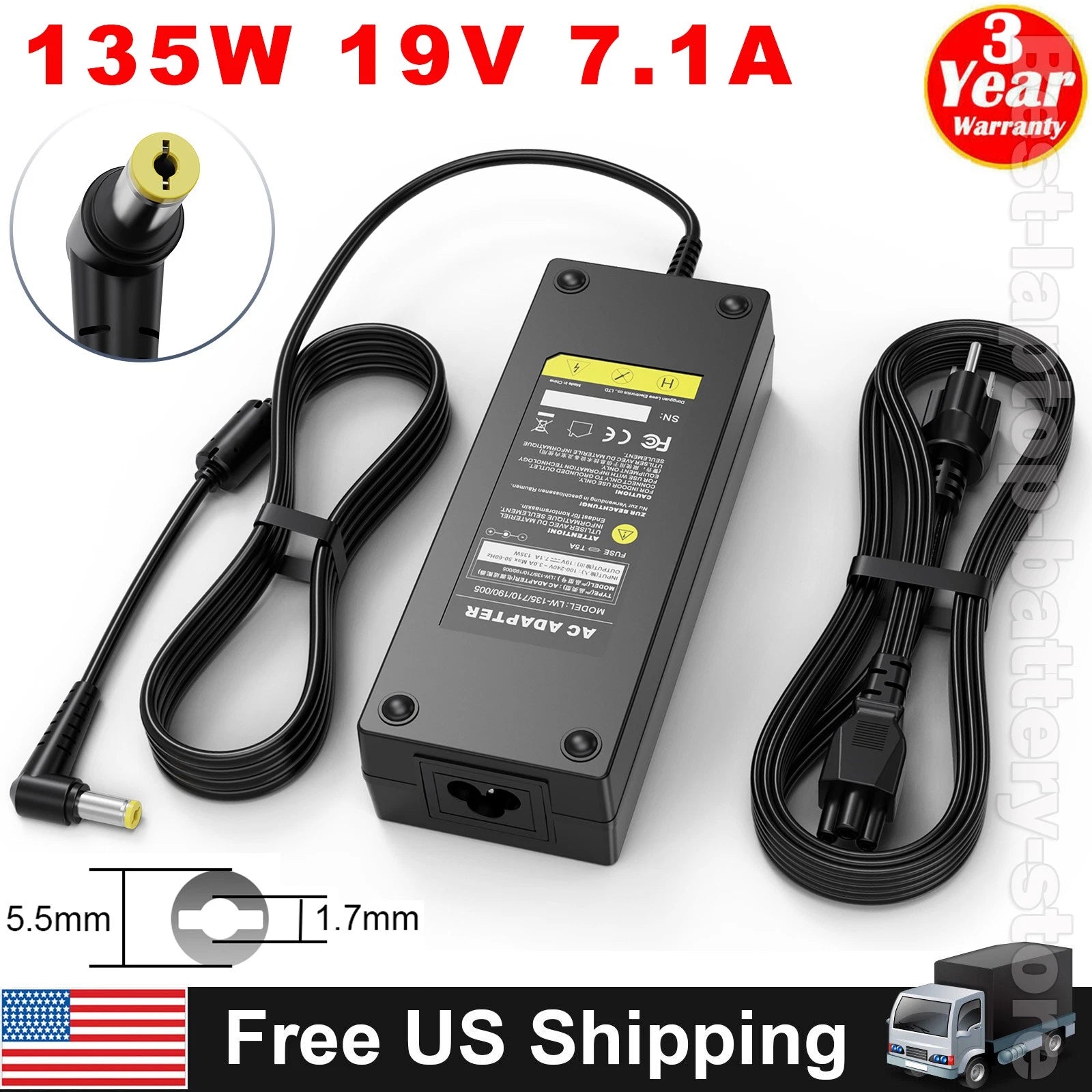135W AC Adapter ADP-135KB Charger For Acer Nitro 5 AN515-53-55G9 AN515-53-52FA