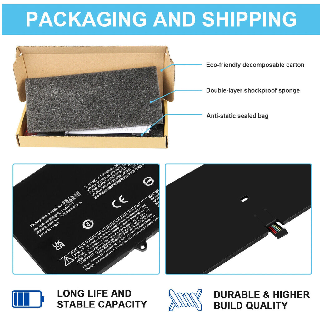 Replace L16M4P60 5B10N01565 Battery For LENOVO YOGA 920 920-13IKB YOGA 6 PRO 70W