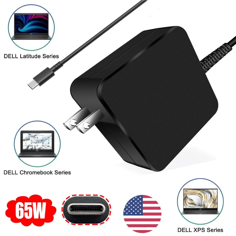 For Dell 65W 45W USB C Mini Laptop Charger for Latitude 5420 5540 5520 7420 5440