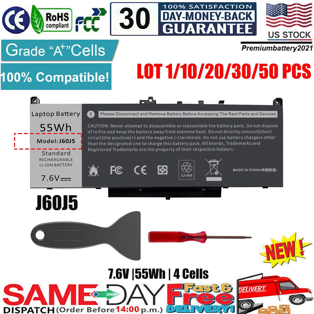 Lot 1/50 J60J5 Battery For Dell Latitude E7270 E7470 MC34Y 242WD 451-BBSY 55Wh