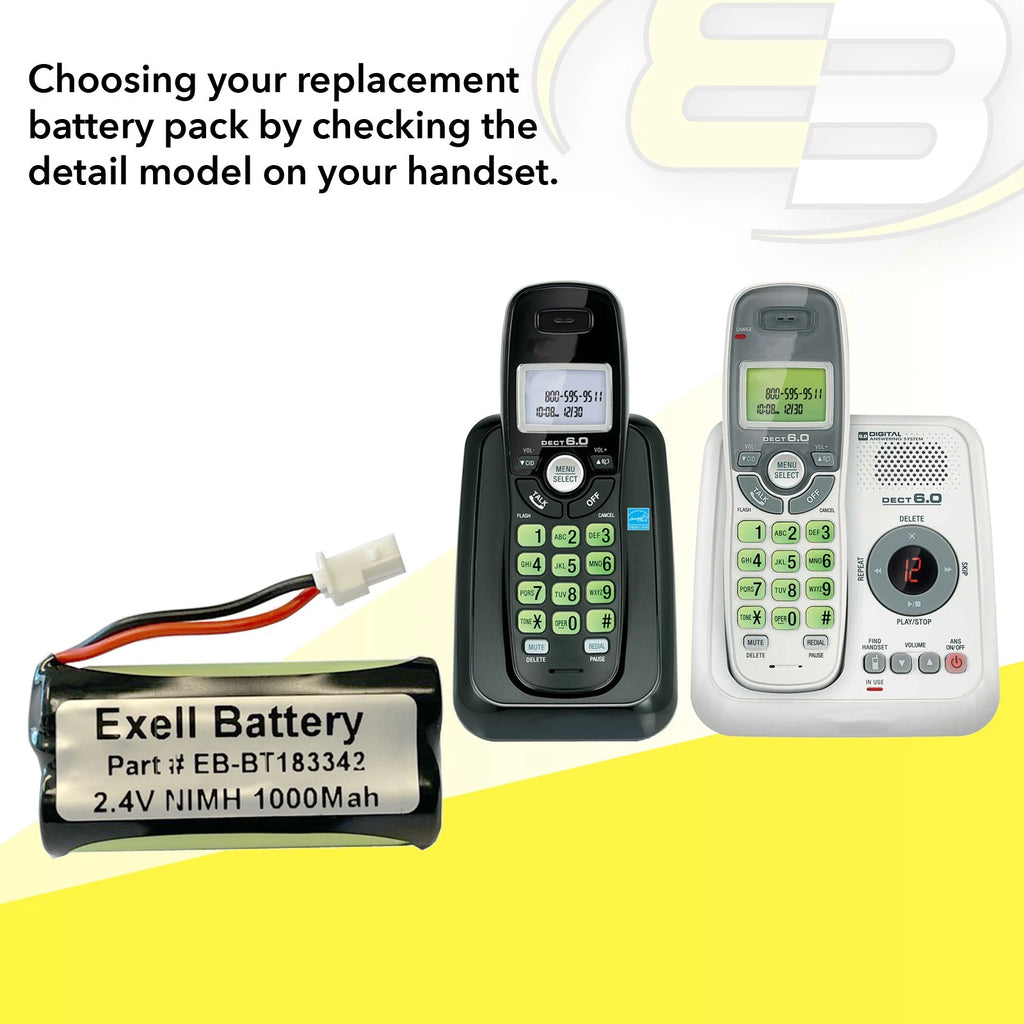 Exell 2.4V 1000mAh Ni-MH Battery Pack for Cordless Phones BT166342/BT266342