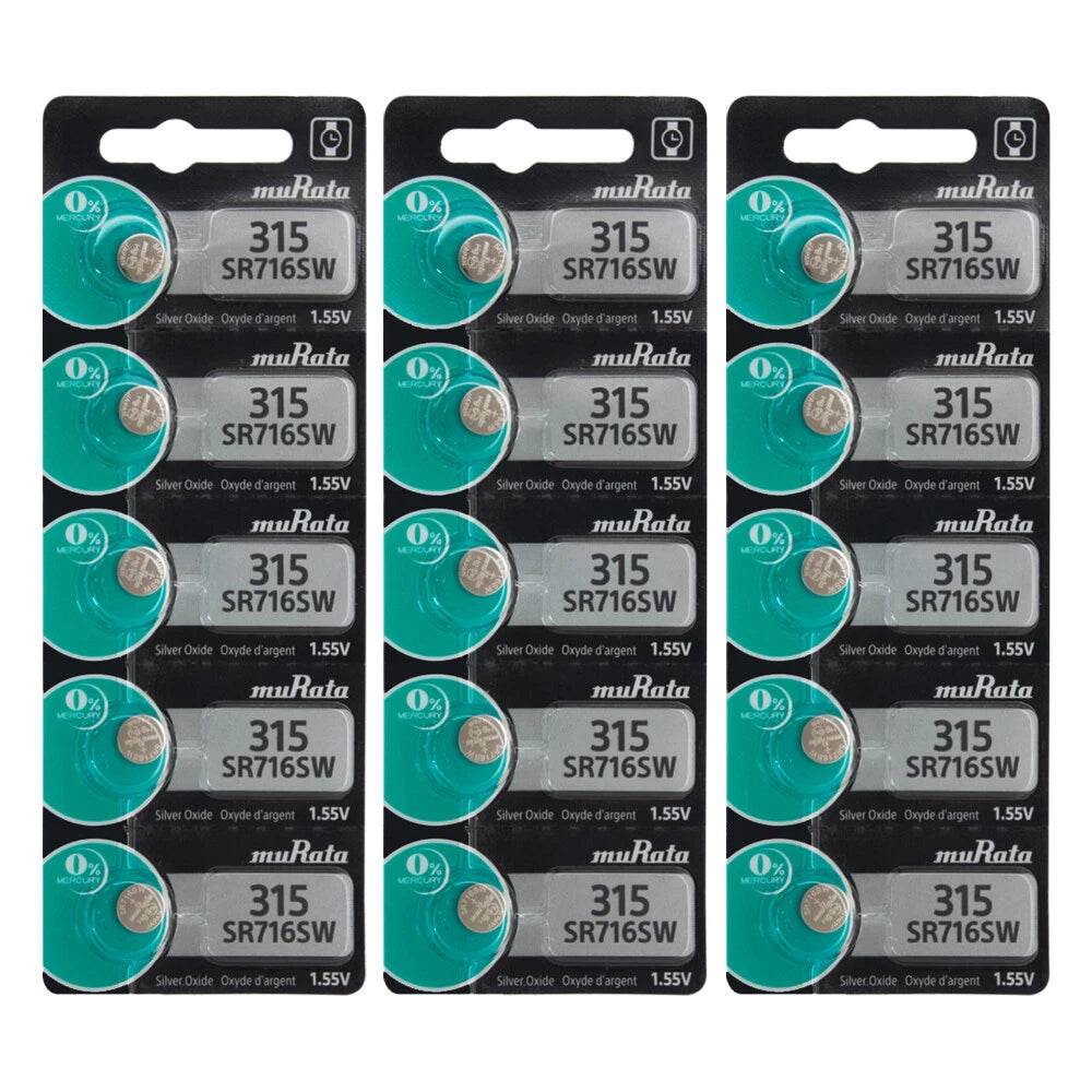 15 NEW MURATA 315 SR716SW SR716 silver oxide watch battery - USA Seller