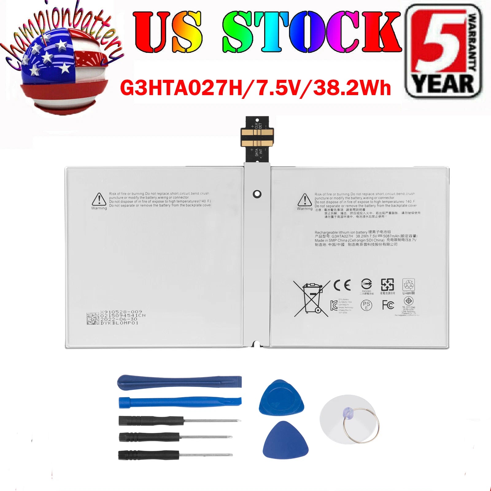 DYNR01 Battery for Microsoft Surface PRO 4/ PRO4 1724 12.3'' G3HTA027H 38.2Wh