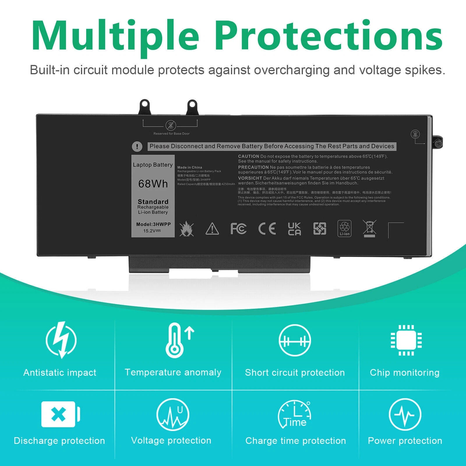 4GVMP 3HWPP Battery For Dell Latitude 5400 5500 5401 5501 Precision 3540 3541