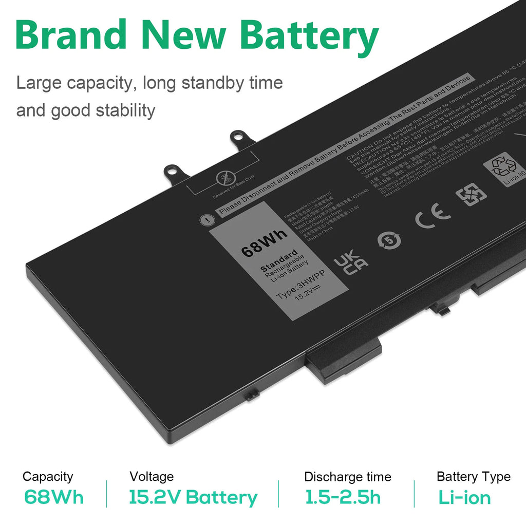 3HWPP Battery for Dell Latitude 5401 E5401 5501 E5501 Precision 3541 3551 68Wh