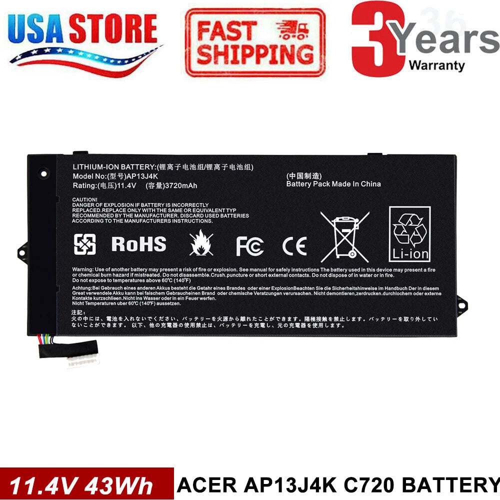 AP13J3K AP13J4K Battery For Acer Chromebook C720-2848 C720 C720P C740 14 CB3-431