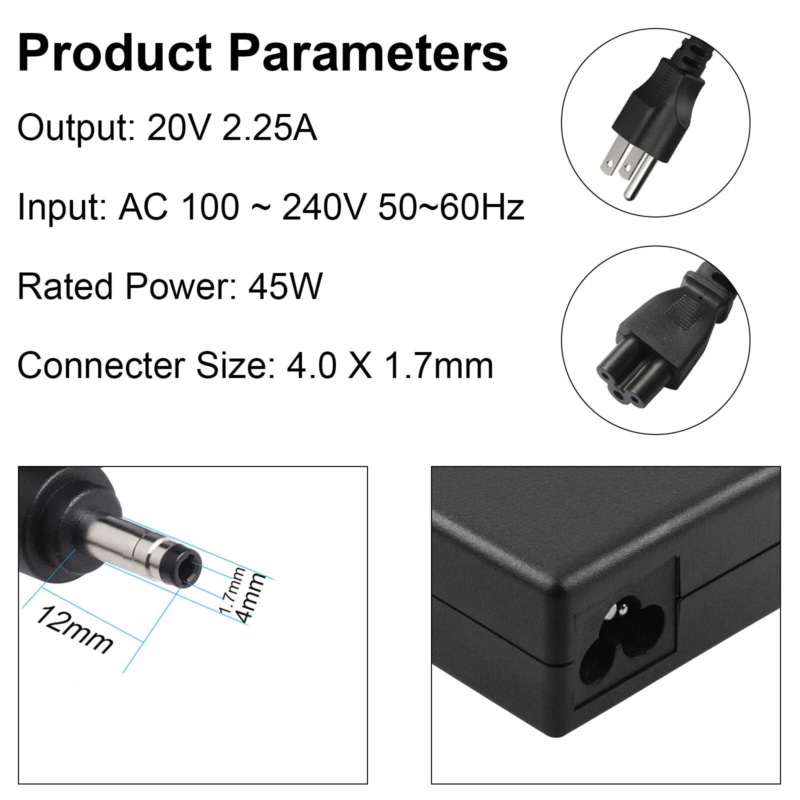 45W AC Adapter Charger For Lenovo Ideapad 3 110 120S 310 320 330 Yoga 510 710s