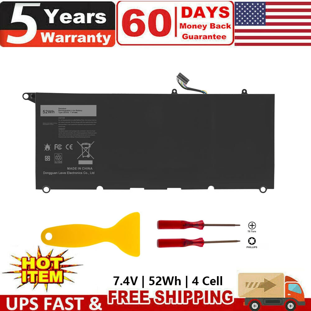 JD25G Battery For Dell XPS 13 9343 9350 13D-9343 90V7W JHXPY 5K9CP 0DRRP 52Wh
