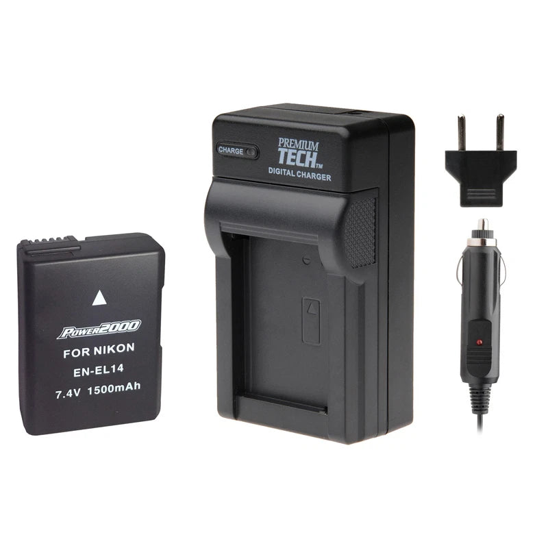 EN-EL14 Battery + Charger 16GB Value Kit for Nikon D3100 D3400 D5100 D5500